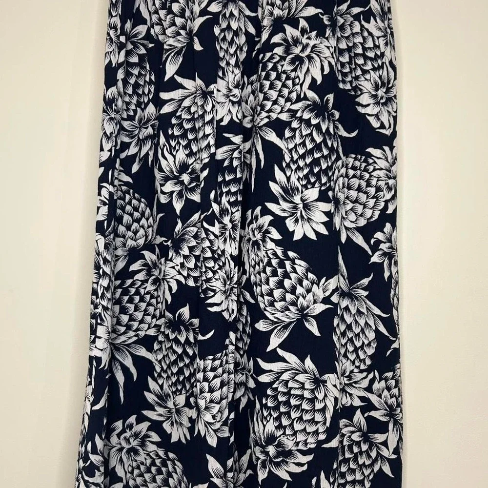 J. Crew white navy pineapple print skirt lined pull-on cotton Womens XXS